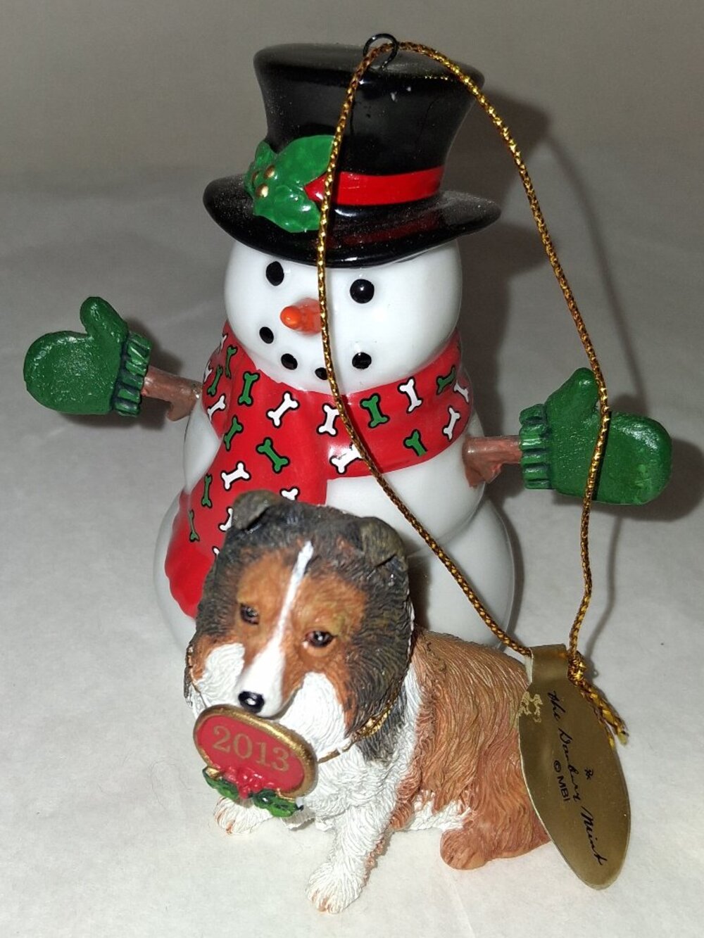 Danbury Mint SHELTIE Ornament 2013 Snowman Ornament